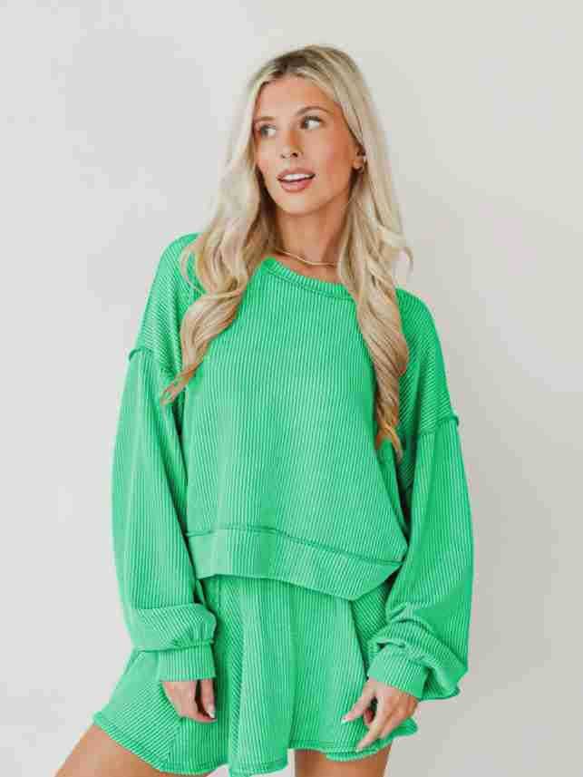 Marayn - Wholesale Top & Skirt Set - Women's - Autumn Ribbed Set Lantern Sleeve Top Pleated Skirt24