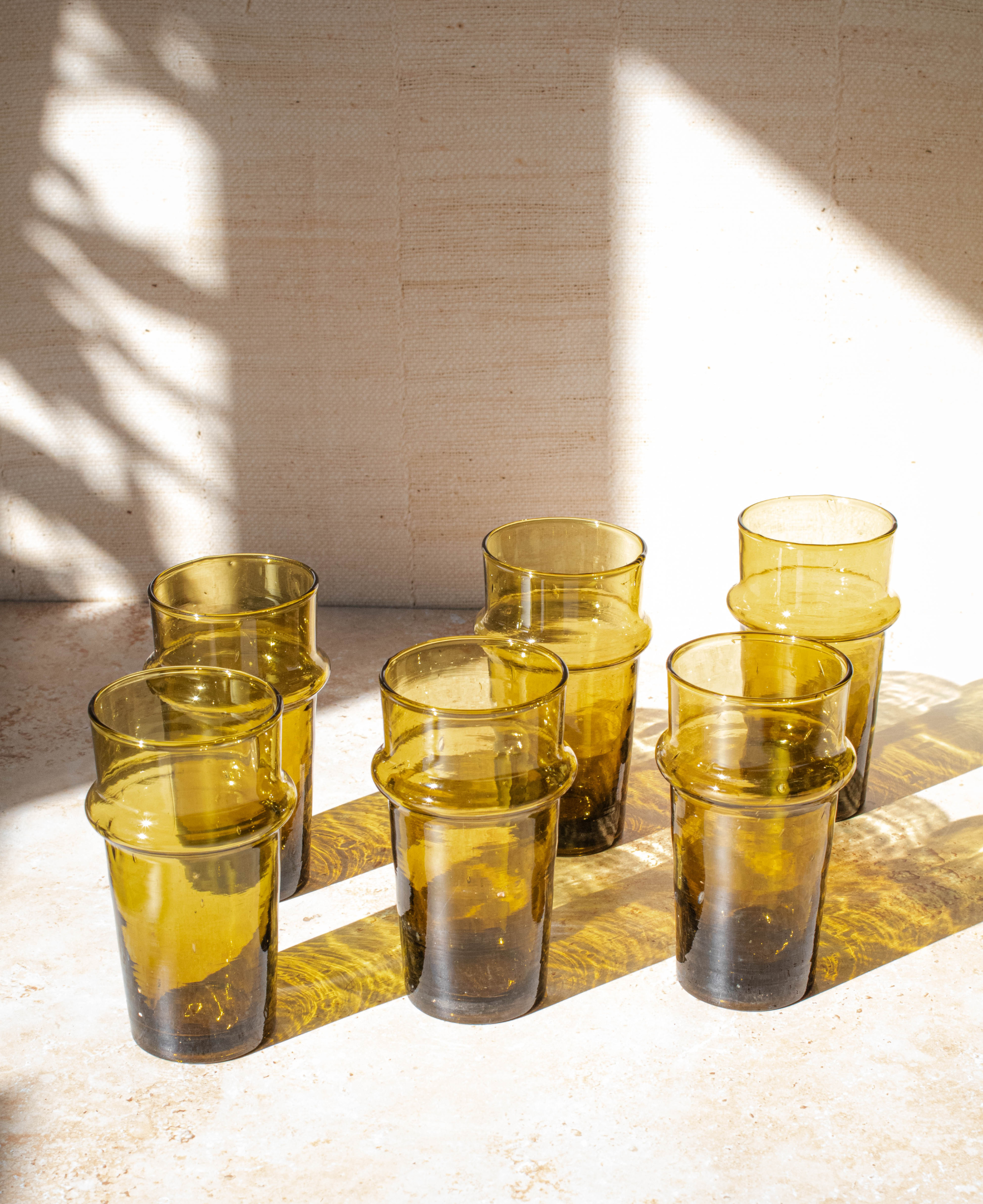 Maison Berber – Großhandel Trinkglas/Tasse – Marokkanische Beldi-Gläser - Bernsteinfarben, 6er-Set5