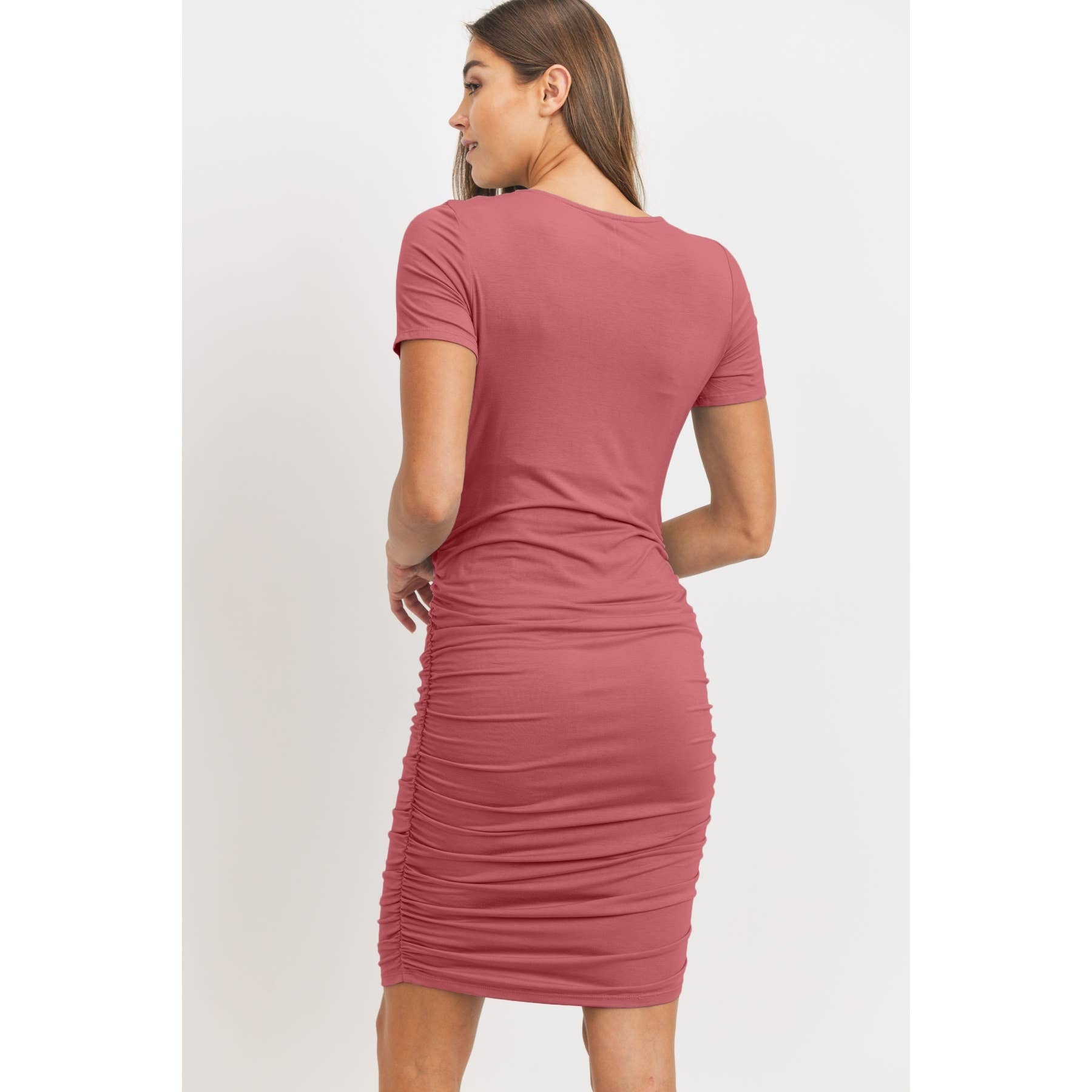 Hello Miz - Wholesale Jurk - Zwangerschap - Zwangerschapsjurk met strikceintuur en korte mouwen met ruches6