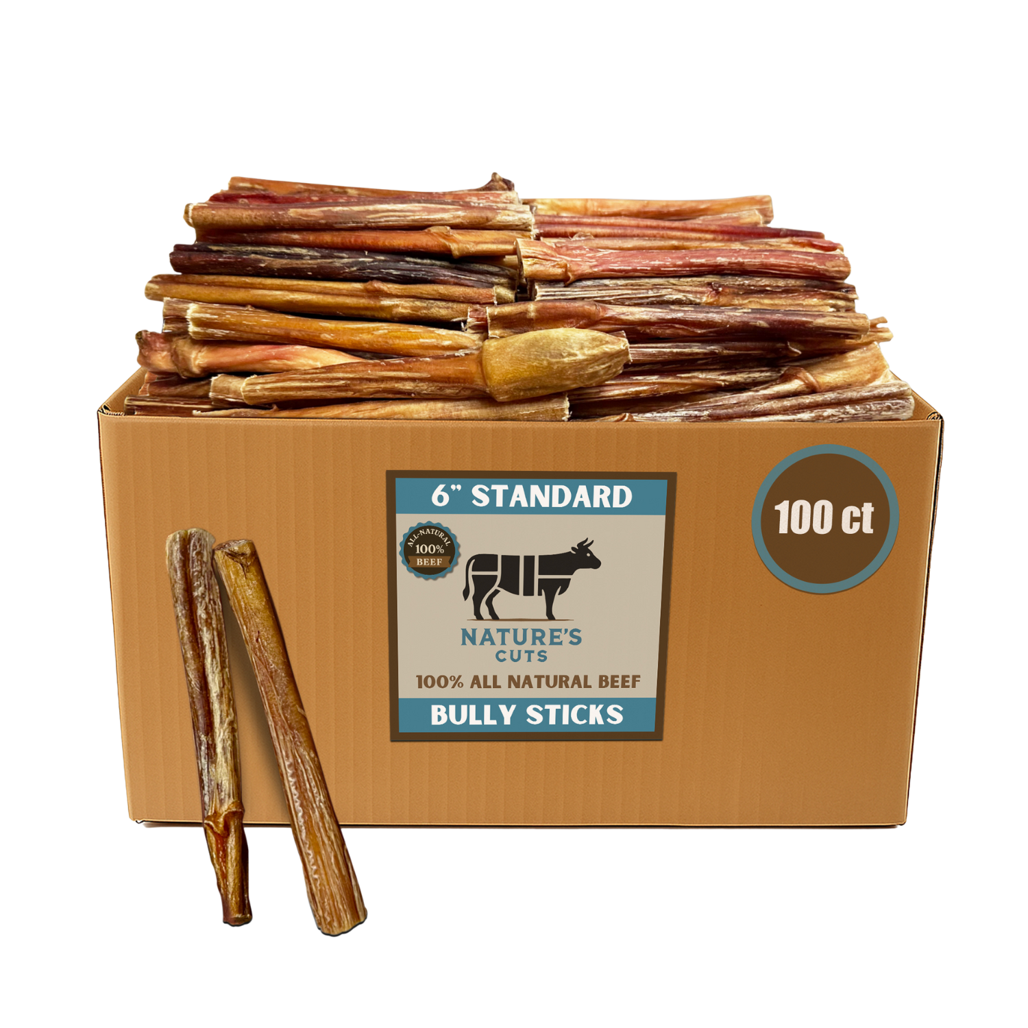 Mighty Chewz - Wholesale Pet Treats - Dog - 6" Standard Bully Sticks $1.22/ Stick (Case Price)0