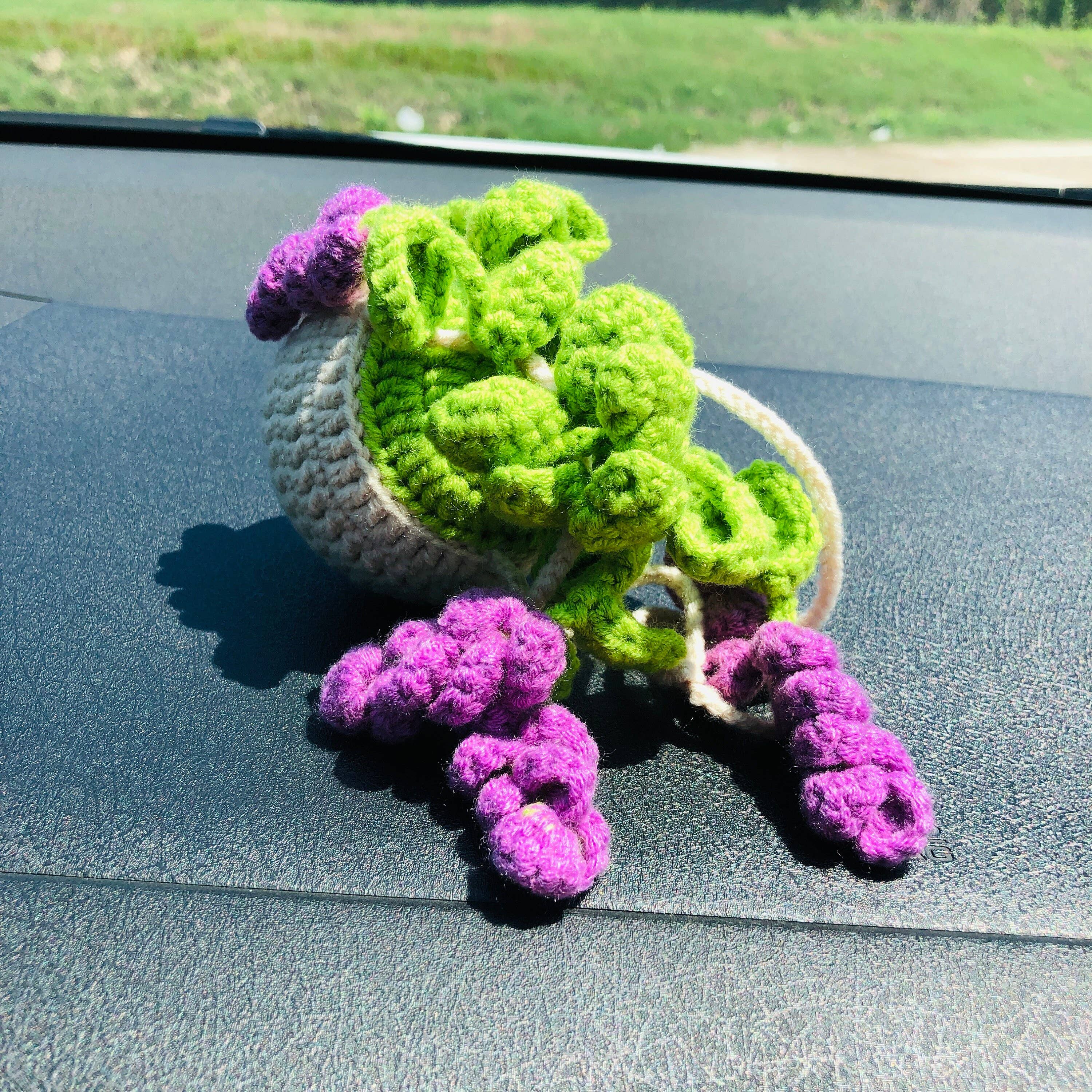 Anh2 LTD - Wholesale Car Decorative Charm - Women's - Cute Crochet Lavender Plant Car Mirror Hanging Pendant Decor9