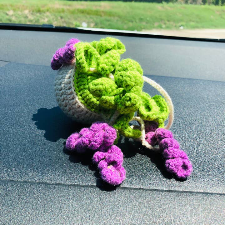 Anh2 LTD - Wholesale Car Decorative Charm - Women's - Cute Crochet Lavender Plant Car Mirror Hanging Pendant Decor9