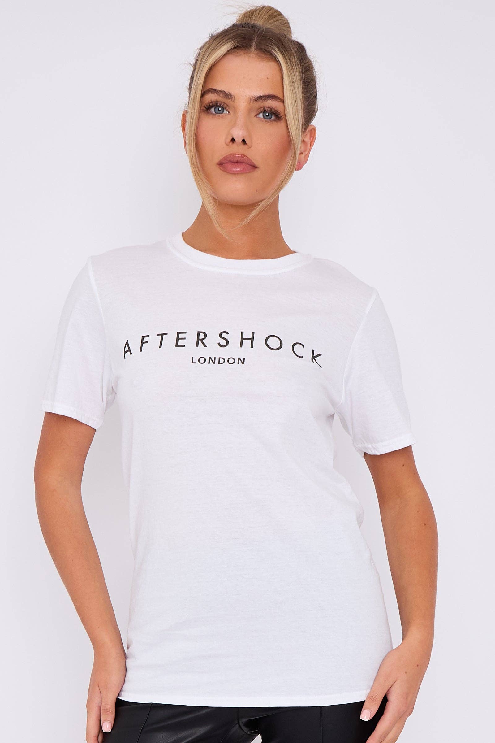 Aftershock London – wholesale Screen printed t-shirt – Women′s – White Logo Short Sleeve Round Neck T-Shirt3