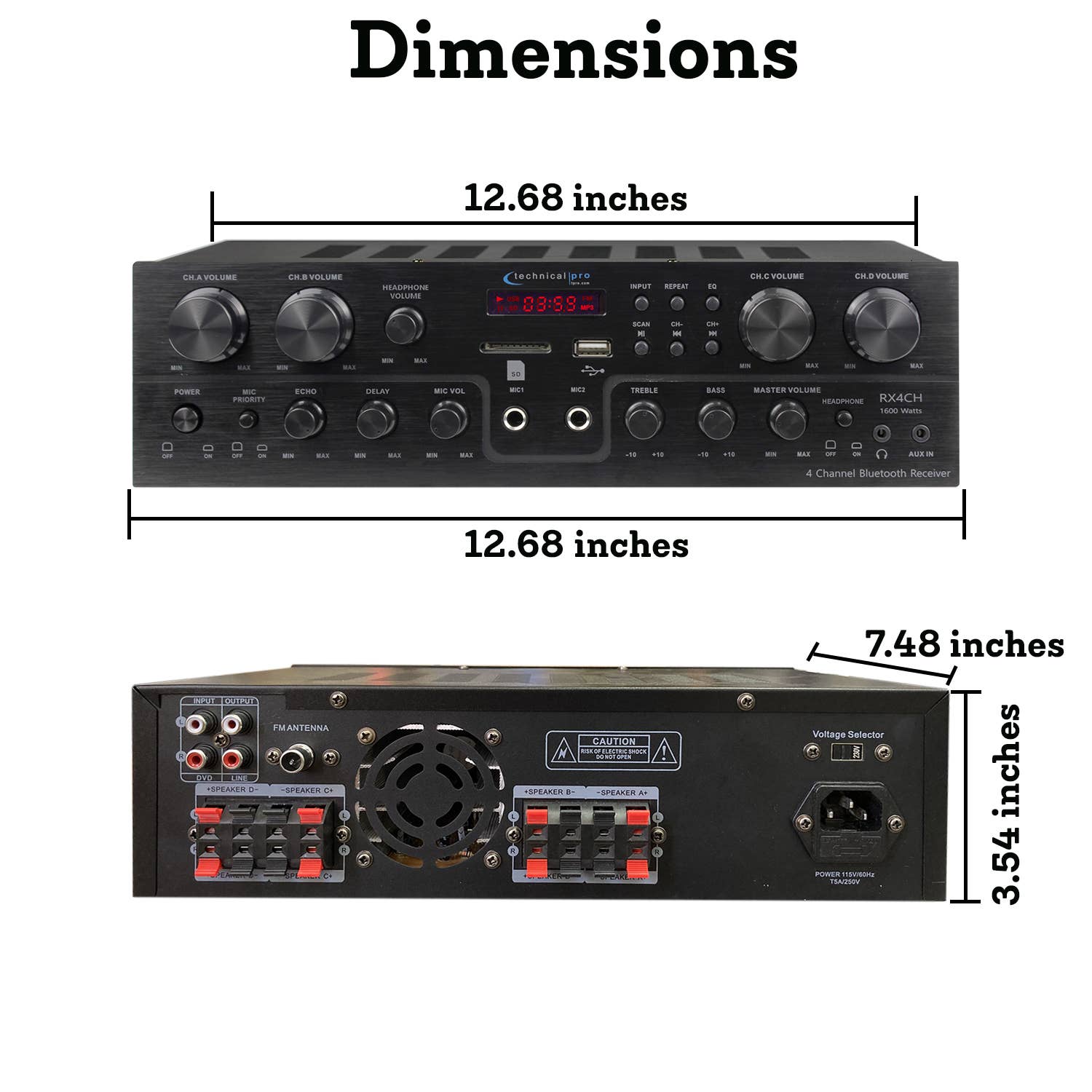 Technical Pro - Wholesale Speakers - 4 QTY of 5.25” Ceiling Speakers & 1000W Stereo Receiver1