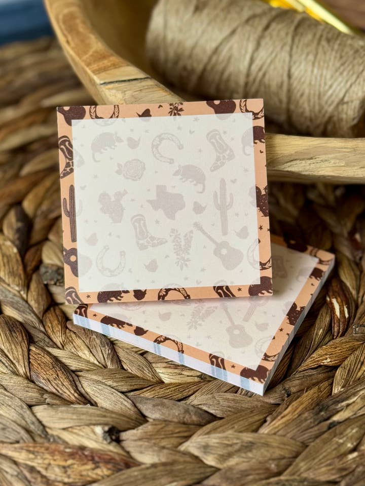 Texas Western Sticky Notes – Stationery, Notepad 3x3 in for wholesale by Luna Lupe Studio