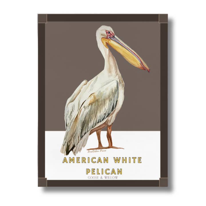 Poster - Pelican on Brown for wholesale by Goose and Willow
