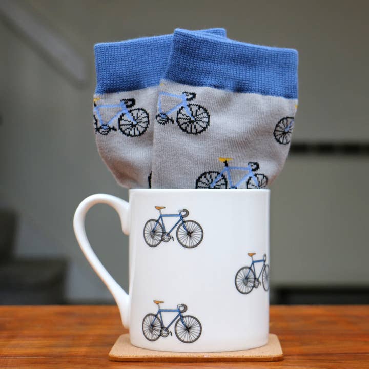 Dalaco - incorporating David Aster - Wholesale Coffee Mug - Bicycle Fine Bone China Mug & Sock Set