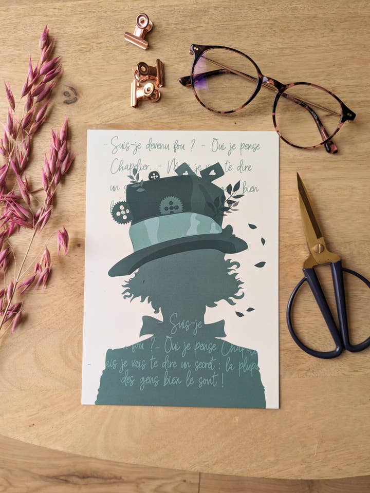 Cartolina Le Chapelier per la vendita all'ingrosso da parte di Mathilde Garcia Illustration