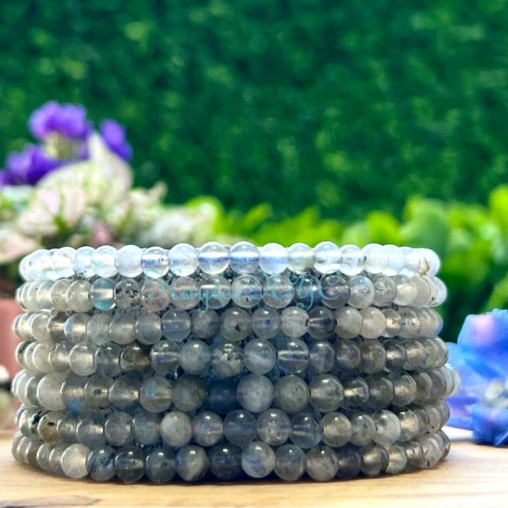 KayleeNYC - Wholesale Beaded Bracelet - Natural Labradorite 4mm 7.5” Crystal Hea
