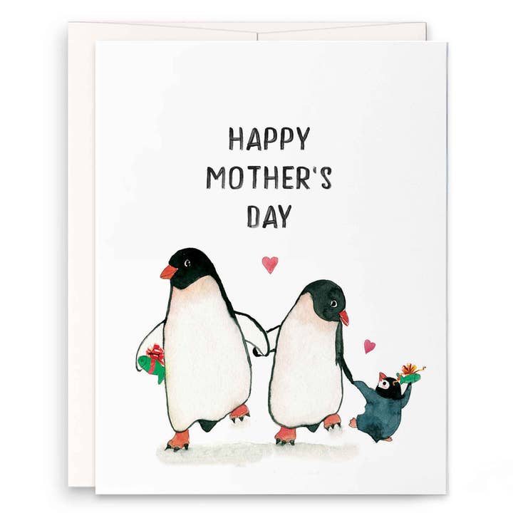Penguin Family - Funny Mothers Day Card for wholesale by Liyana Studio