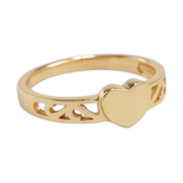 Cherished Moments - Wholesale Band/Stacked Ring - Gold-Plated Heart Baby Ring for Kids and Little Girls0