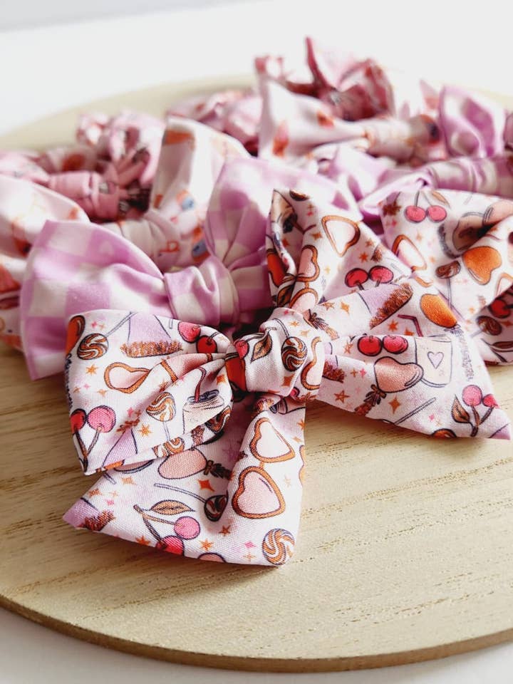 hand tied pinwheel hair bow for girls, pinwheel hair bow for wholesale by KbCreatedCo