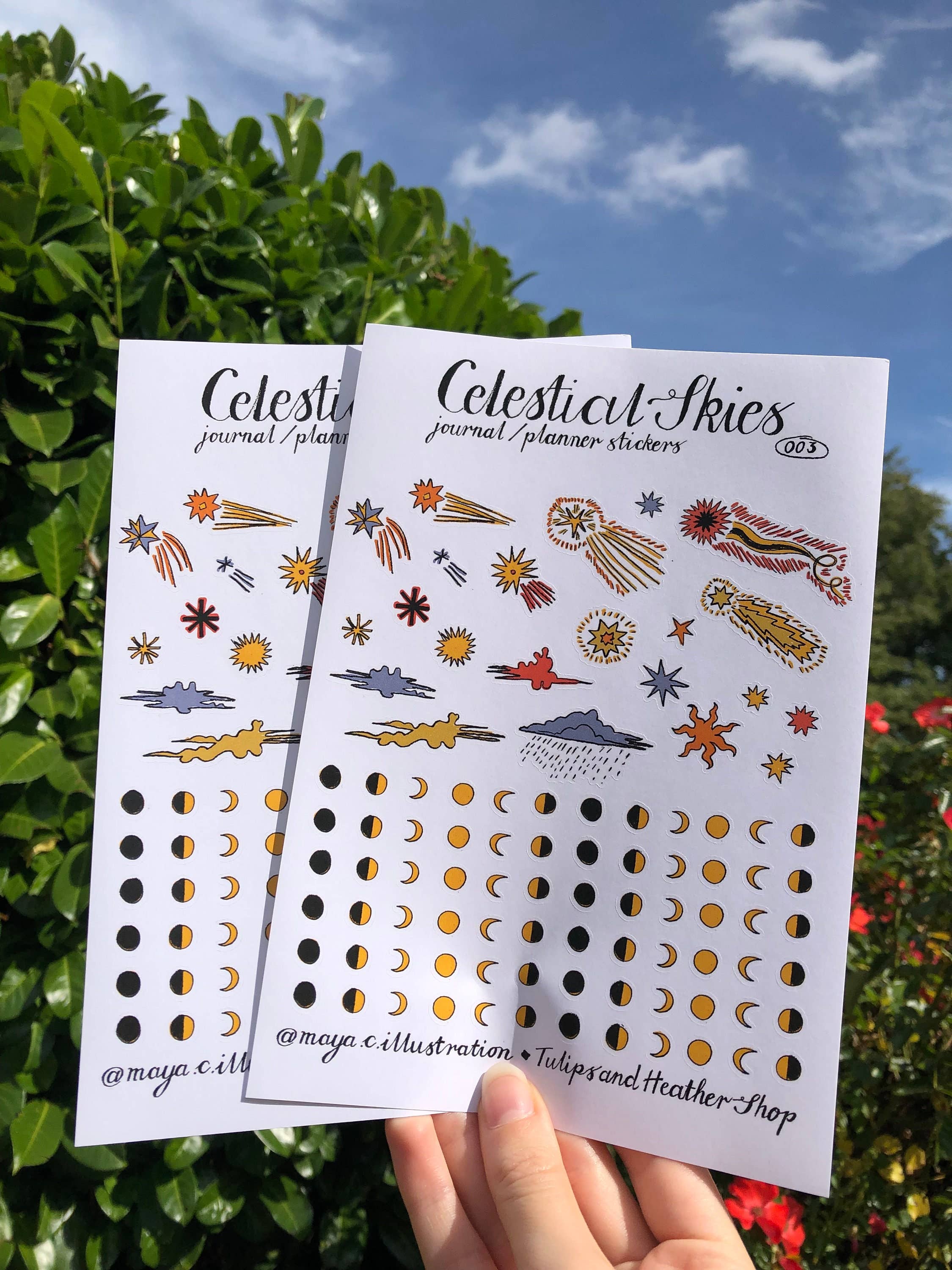 Tulips and Heather – wholesale Sticker – Celestial Skies A5 Sticker Sheet for Journals and Planners4