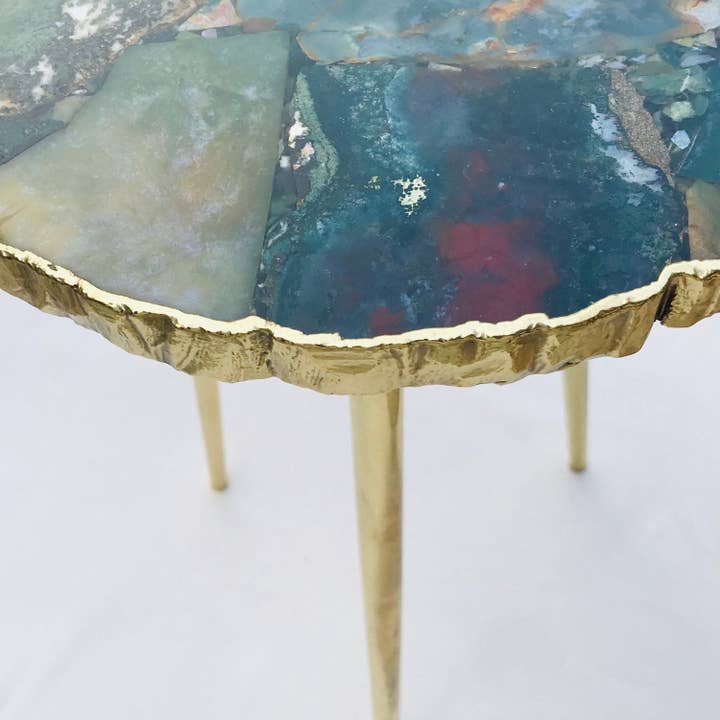 The Tangerine Store - Wholesale Coffee Table - Green Agate Organic Edge Side/Coffee Table