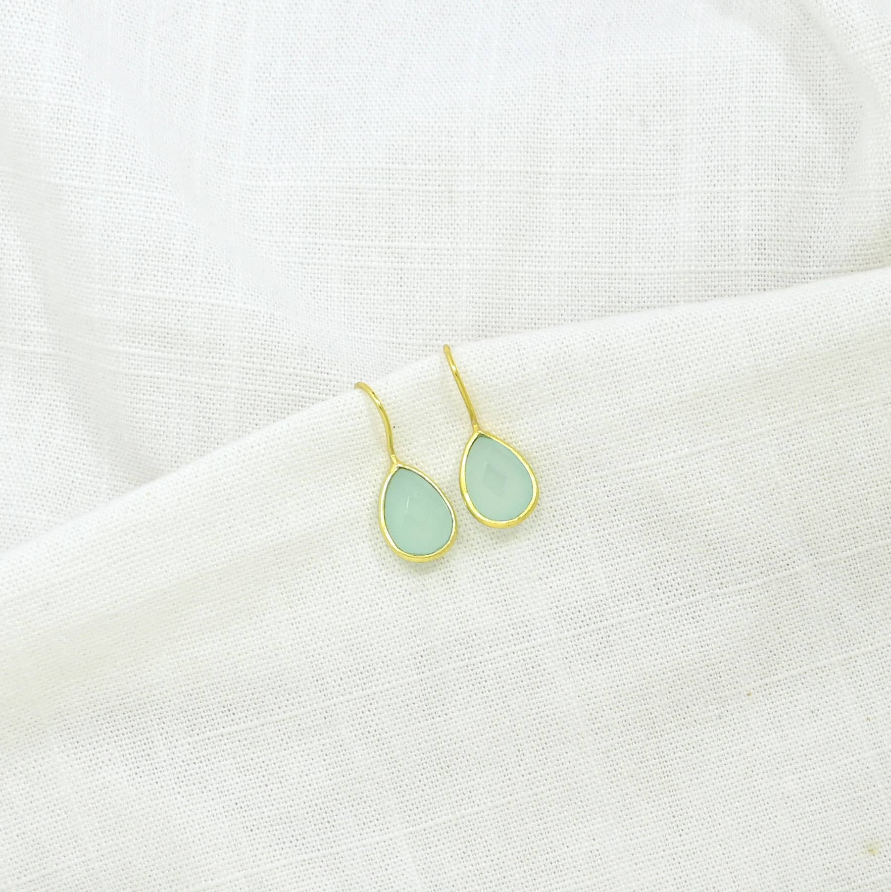 Schmuckoo Berlin - Wholesale Stud/Post Earrings - Teardrop Gemstone Earring Gold Silver 925 - Aqua Chalcedony2