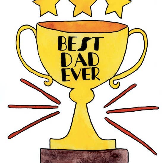 Wild Juniper Art Studio - Wholesale Father's Day Card - Best Dad Ever Trophy Father's Day Card, Best Dad Ever Watercolour Card, Hand painted Father's Day Card, Father's Day Gift, Best Dad Ever2