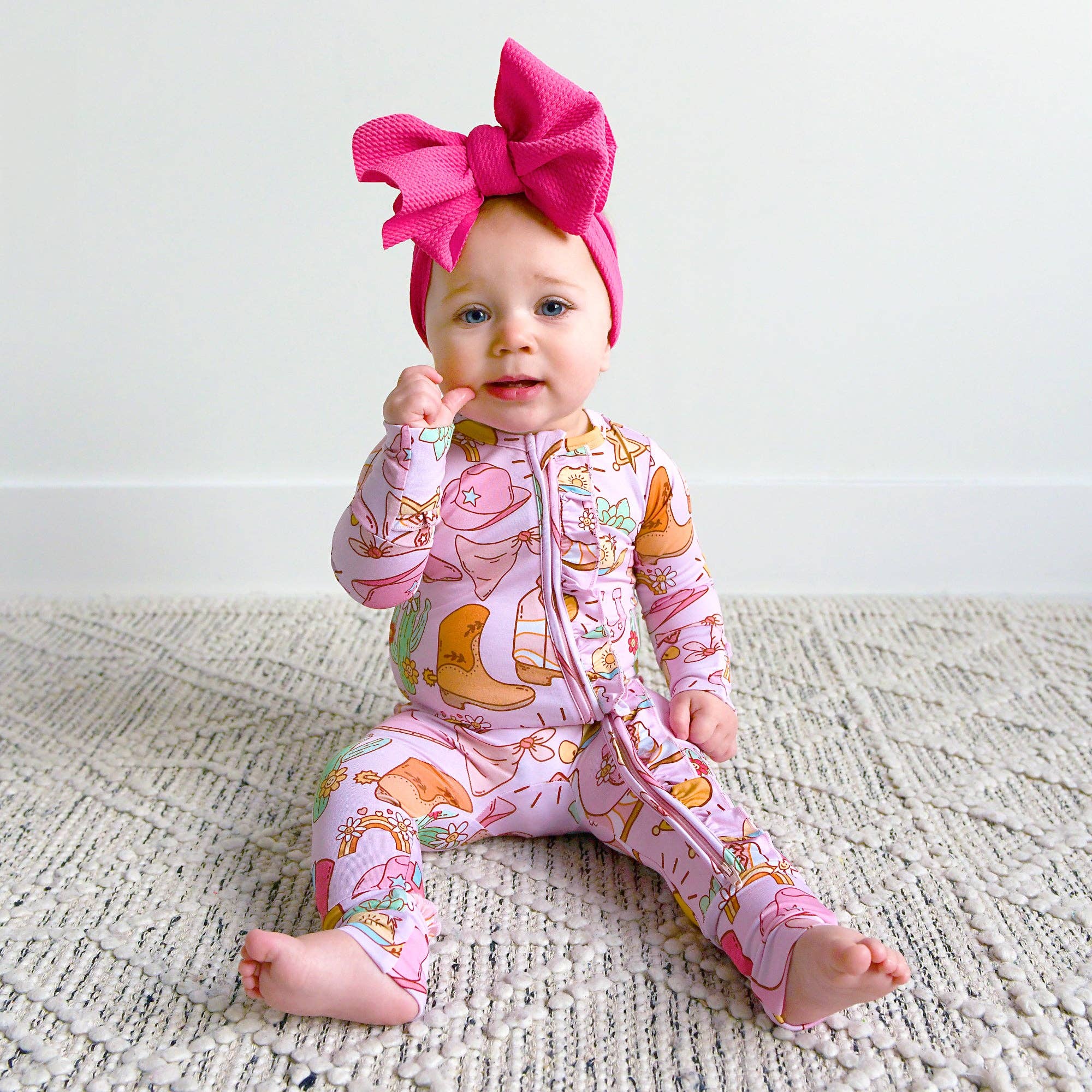 Gigi and Max - Vente Barboteuse – bébé - Lainey RUFFLE ZIP Bambou Bébé Pyjama Petit Ensemble Western6