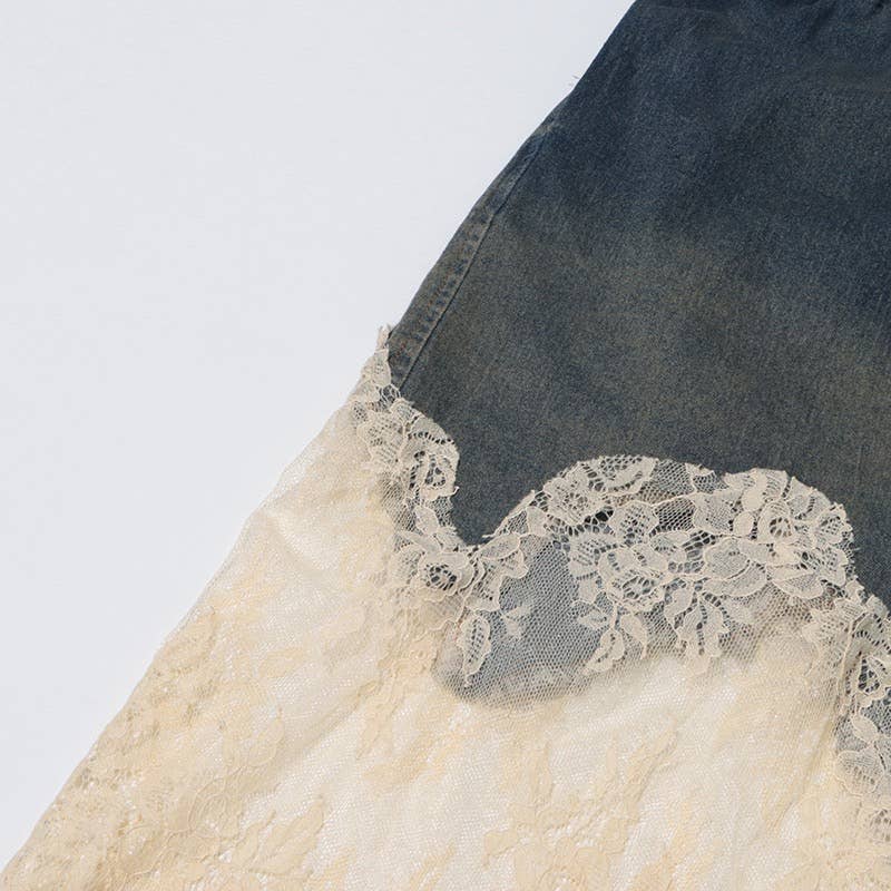 Multi Colored SET8-1 Sexy Lace Suspender Top & Denim Shorts Set for wholesale on Faire16