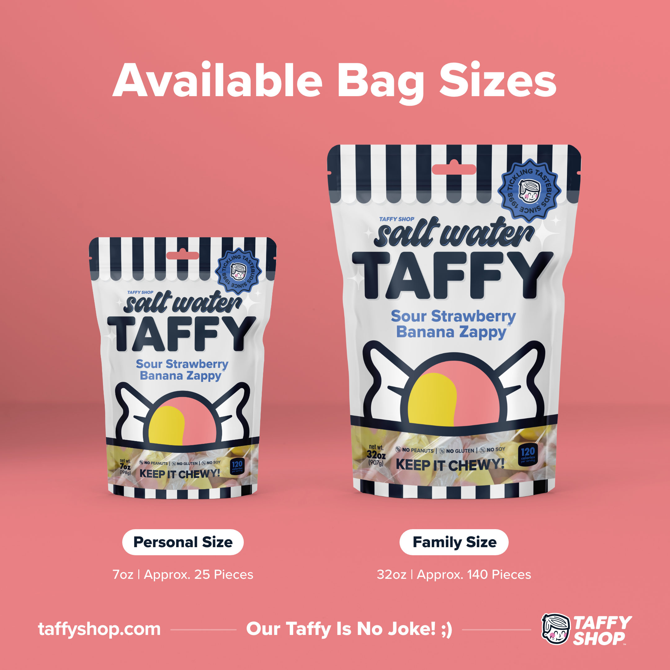 Taffy Shop - Wholesale Taffy - Sour Strawberry Banana Zappy™ Taffy 7