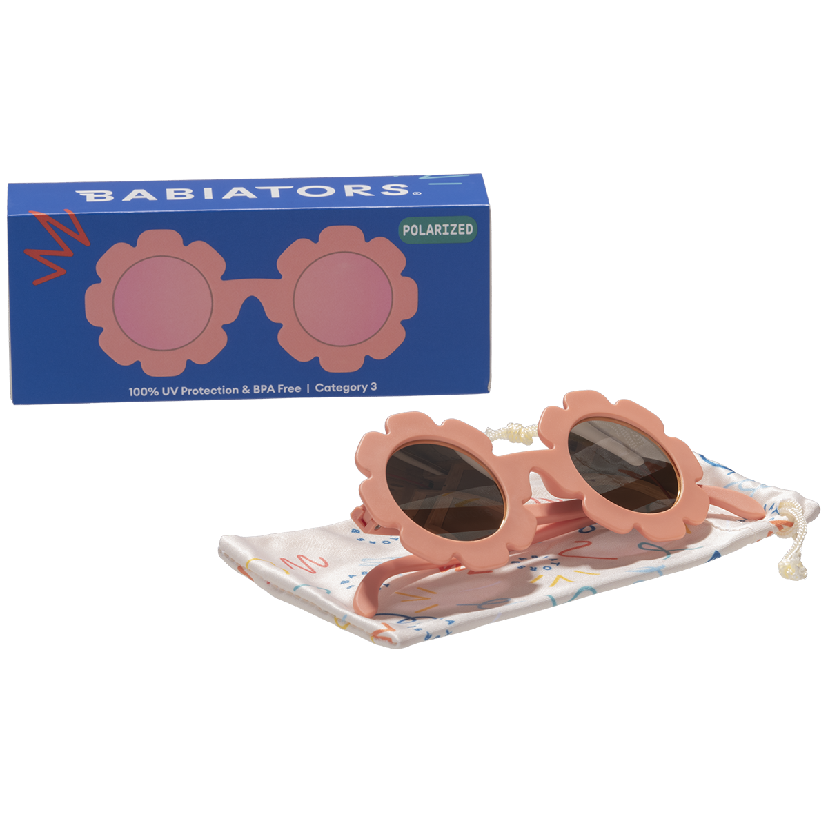 Babiators – Großhandel Sonnenbrille – Kinder – Babiators Blue Series Sonnenbrille „Peachy Keen“ in Blütenform2