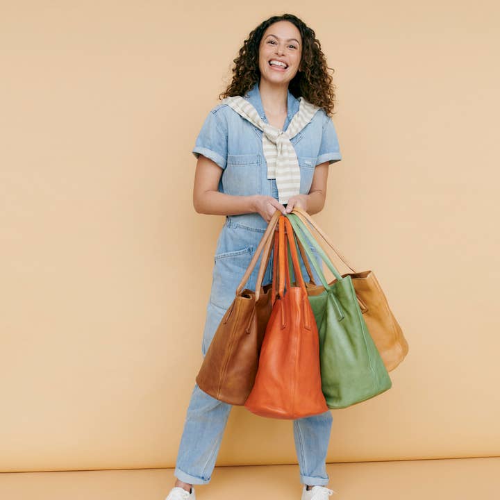 Grass Miles Handcrafted Leather Tote Bags for wholesale on Faire4