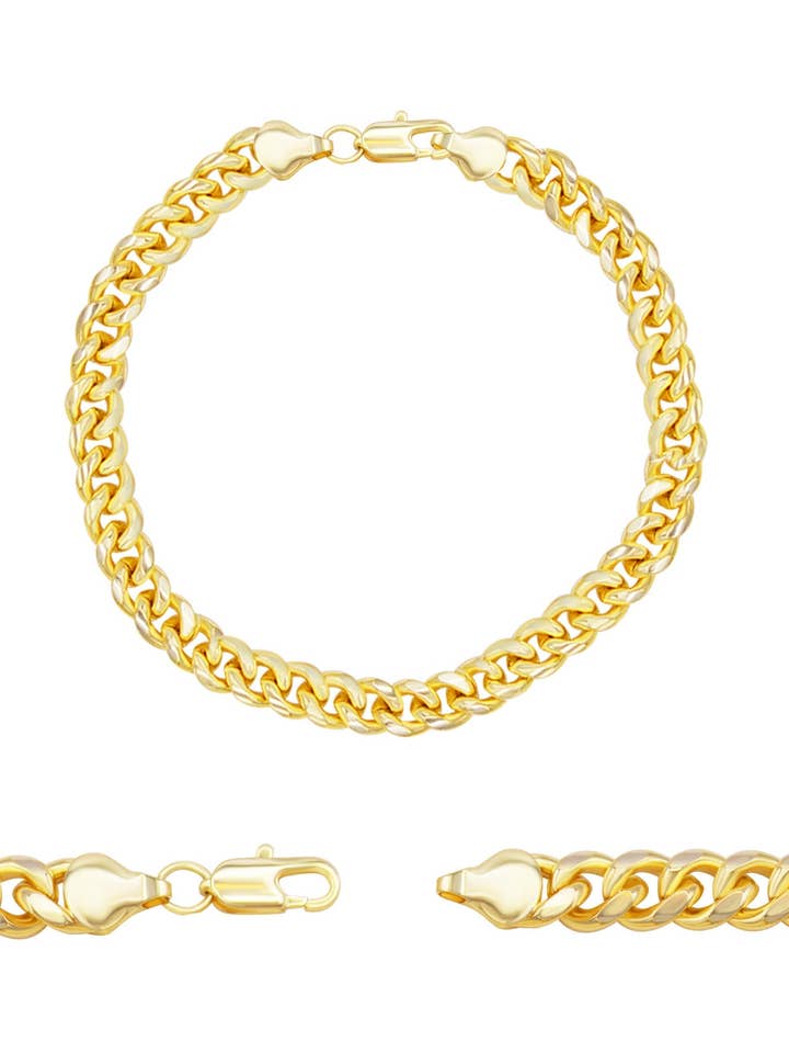 Cubanske Link Chain 14K guld fyldt armbånd 8,5" hummer klo for engroshandel hos Sun Imperial