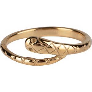 R1017 Bague vintage Charmin Lucky Snake en métal doré pour la vente par Charmin's Ringen