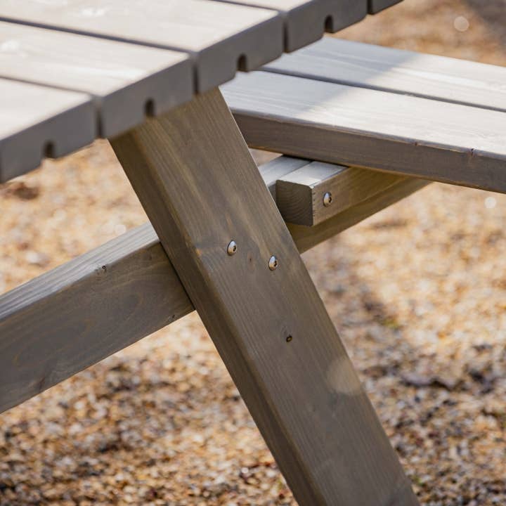 AMATA - Wholesale Patio table - Grey A-frame Wooden Picnic Table and Bench Set 5