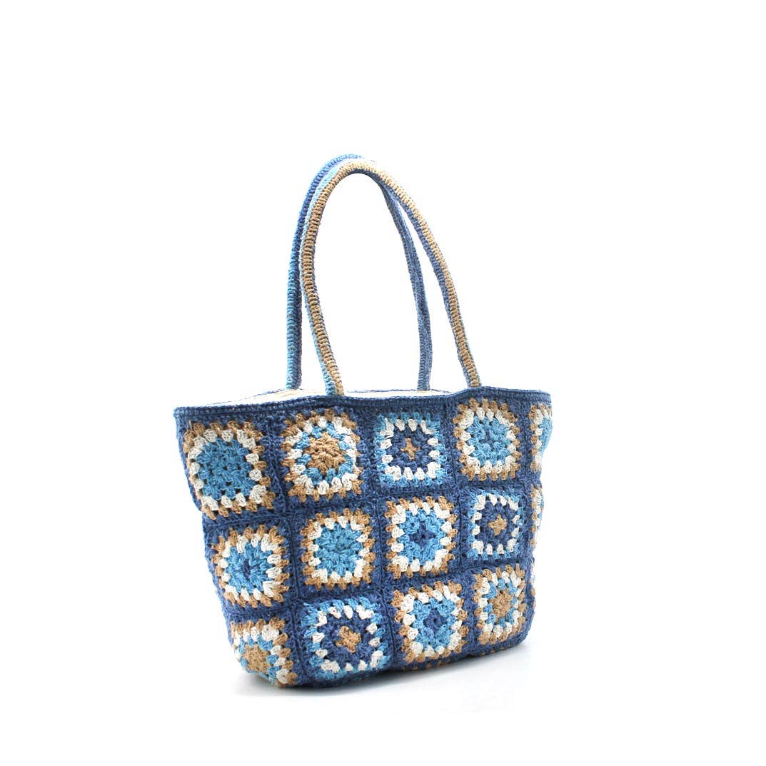 Vimoda - Vente Tote bag – femme - Sac coton crochet PATCHWORK 1