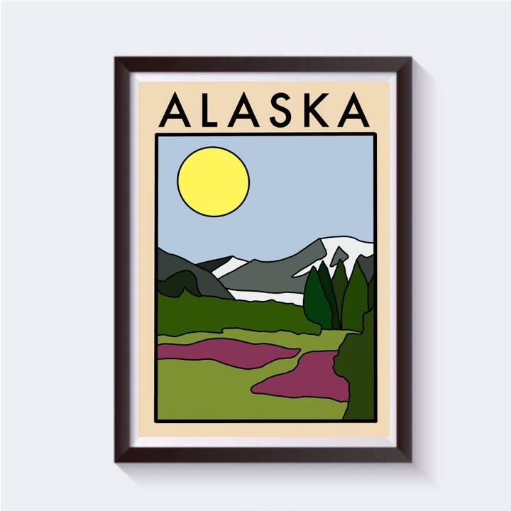 Minimalist Alaska Travel Print - Available in 6 sizes for wholesale by 2 Sisters
