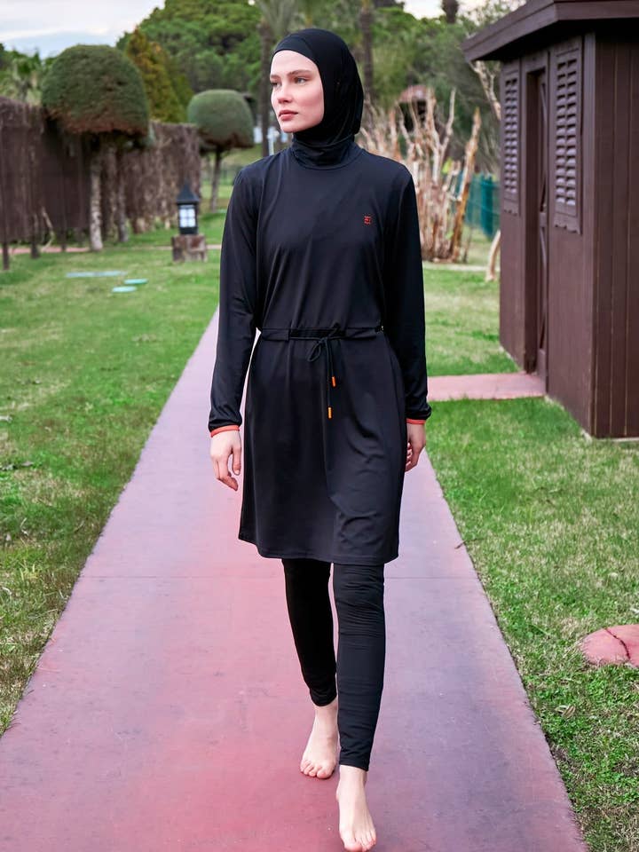 Lycra Svart Burkini Modest Badkläder M2478 för wholesale av Marina Swimwear