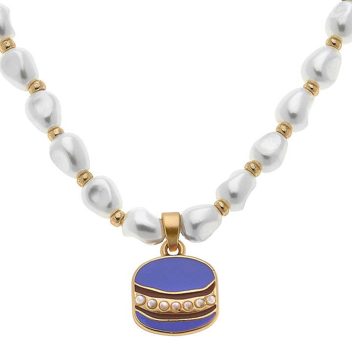 Madeleine Pearl & Macaroon Children's Necklace in Purple for wholesale by Canvas Style