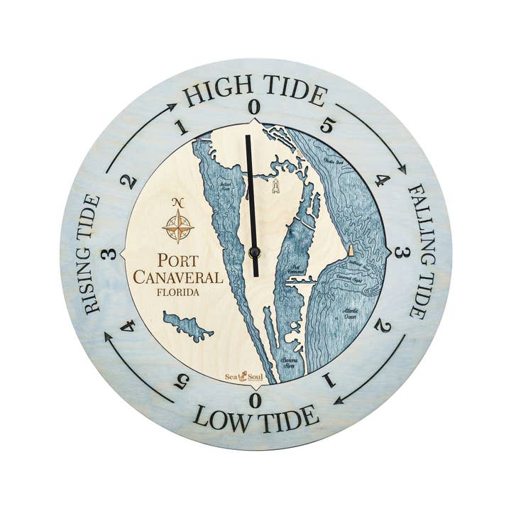Sea & Soul Nautical Chart Art - Wholesale Wall Clock - Florida East Coast Nautical Chart Tide Clock-Many Locations140