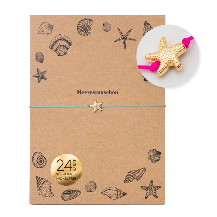 Bracelet on card - Little Starfish "Ocean Waves" for wholesale by Bow & Hummingbird