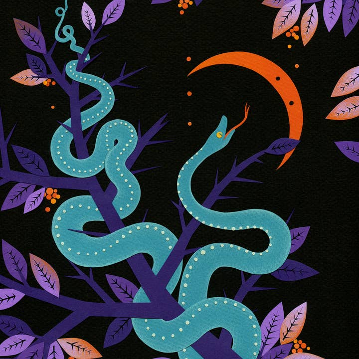 Friendly Snake 8x10" Art Print for wholesale by Lea Zalinskis Illustration