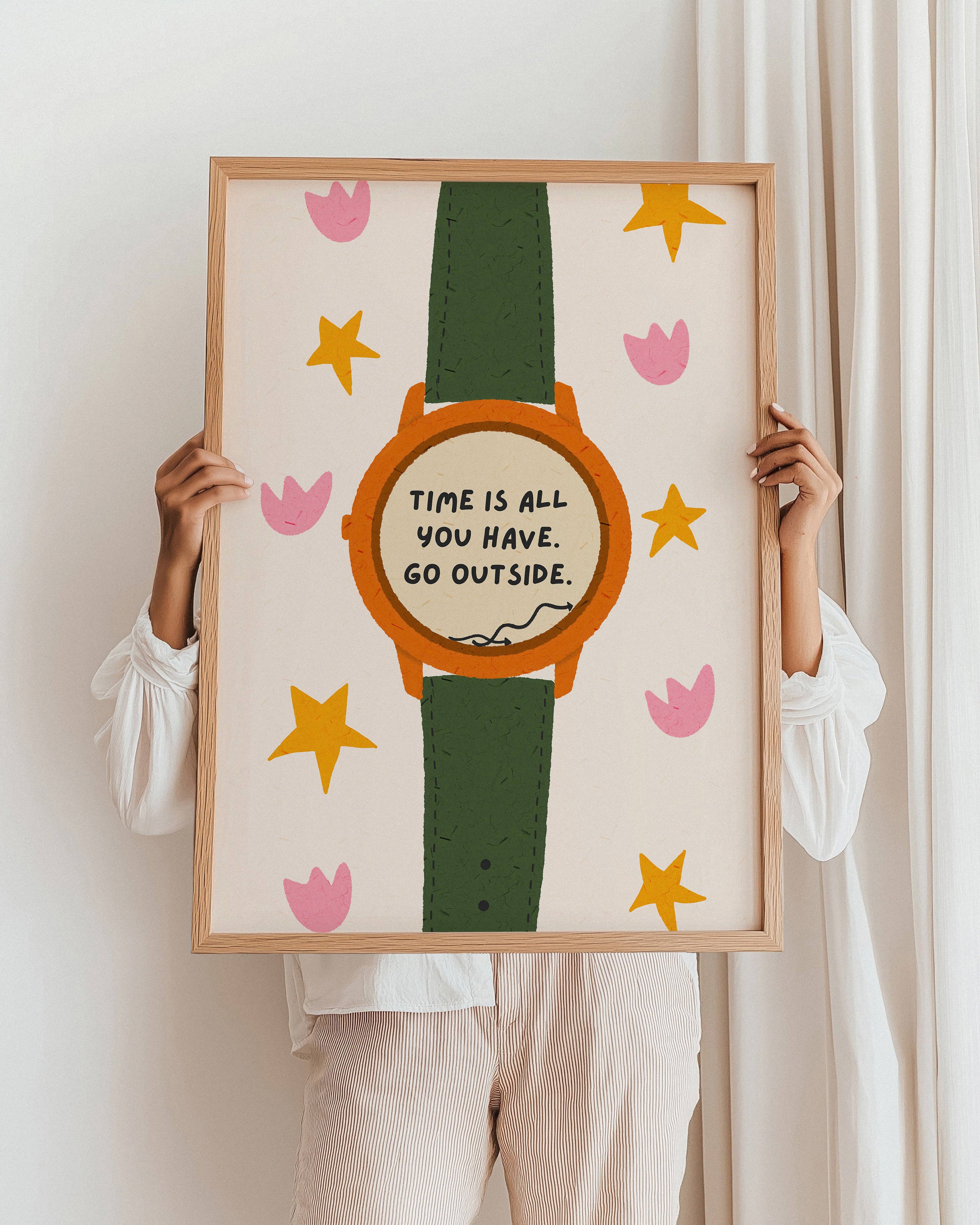 Pink Giraffe Print Co - Wholesale Art Print - Time is all you have, go outside print2