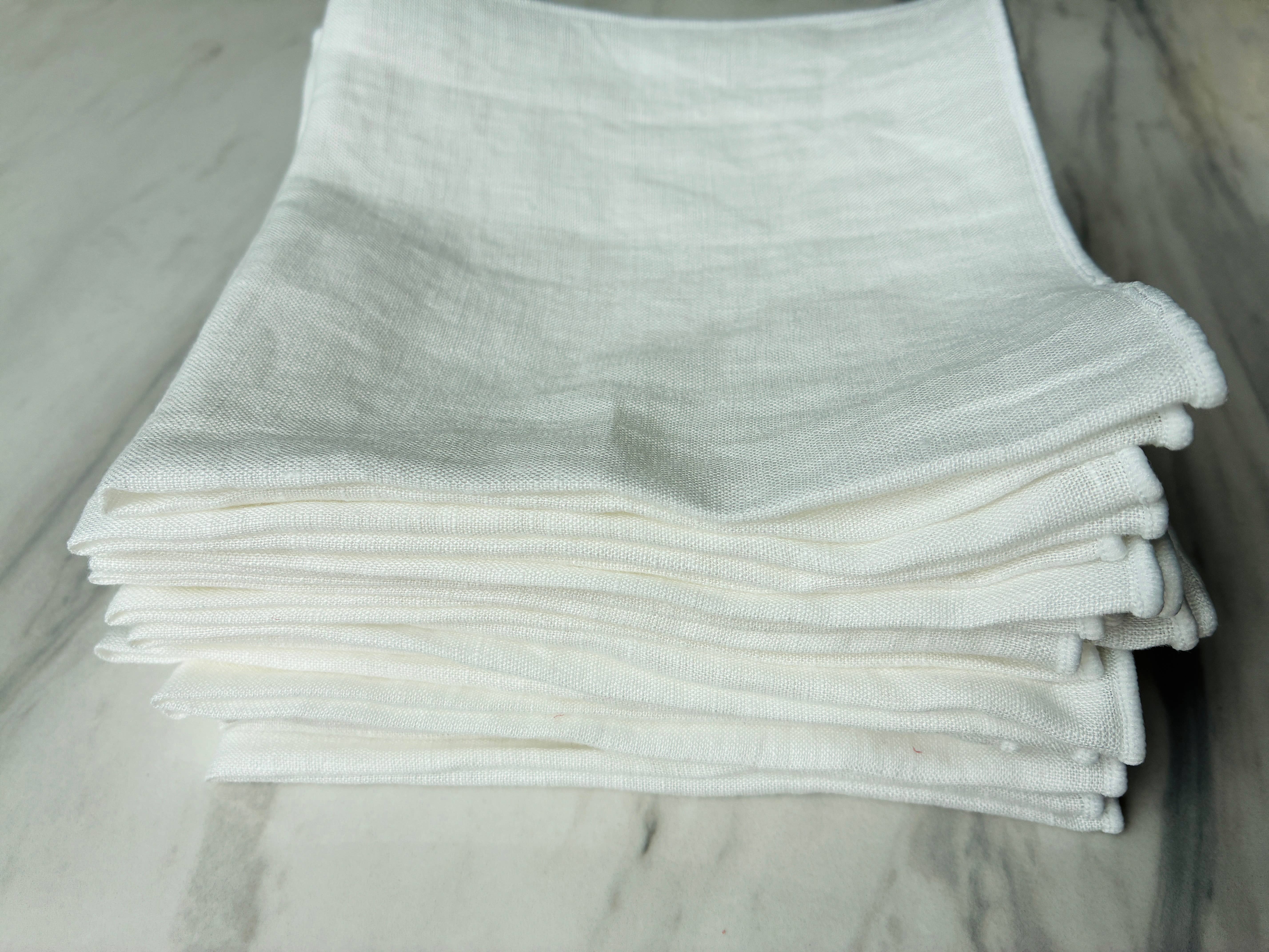 Belle Linen – wholesale Näsduk - Unisex – 100% Premium Vit Linne Näsduk Servett Handduk5