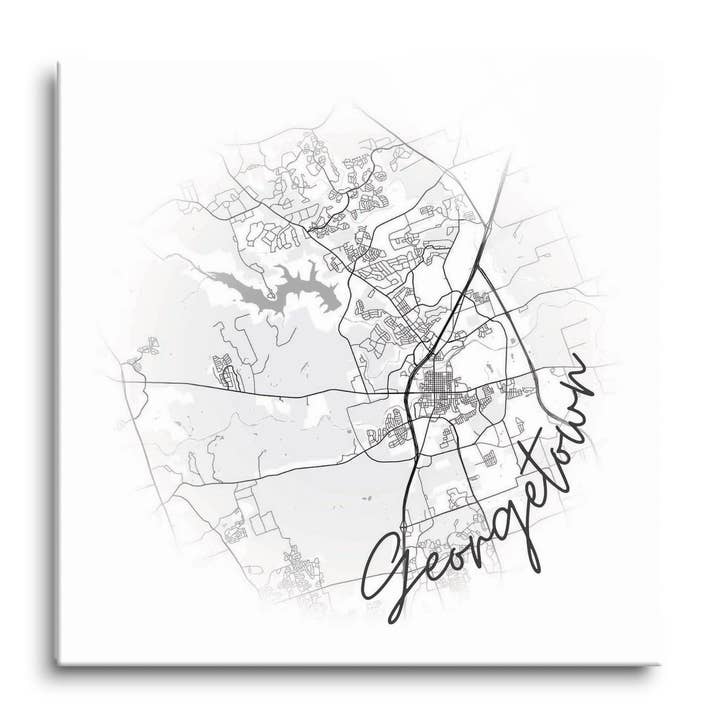 Minimalistic B&W Texas Georgetown Ci|12x12 Glass Plaque for wholesale by Love Local