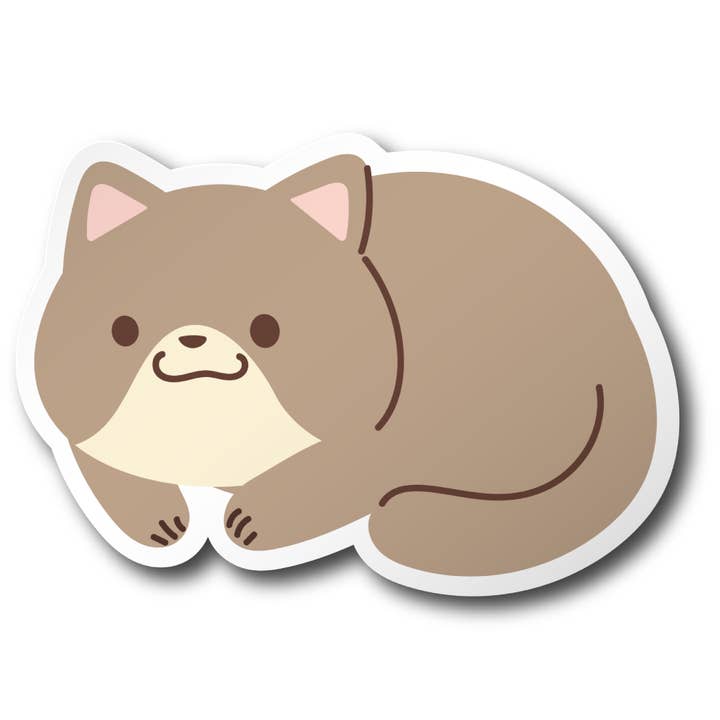 CJ's Sticker Shop - Wholesale Sticker - Cute Happy Cat Laying Down #2 Sticker Vinyl Decal