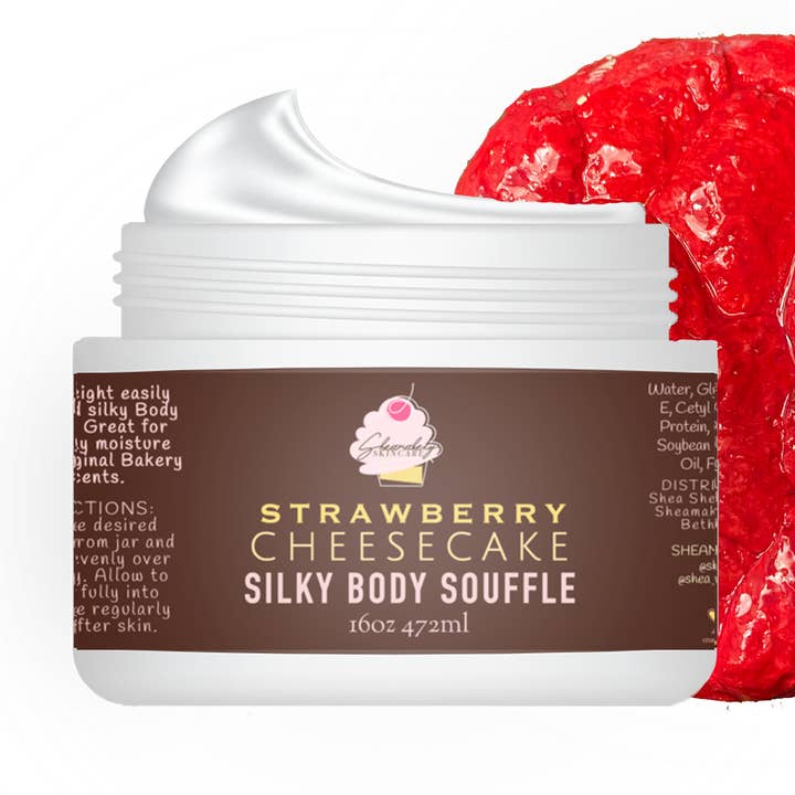 Erdbeer Cheesecake Seidig Body Souffle für den Großhandel von Sheamakery Skincare