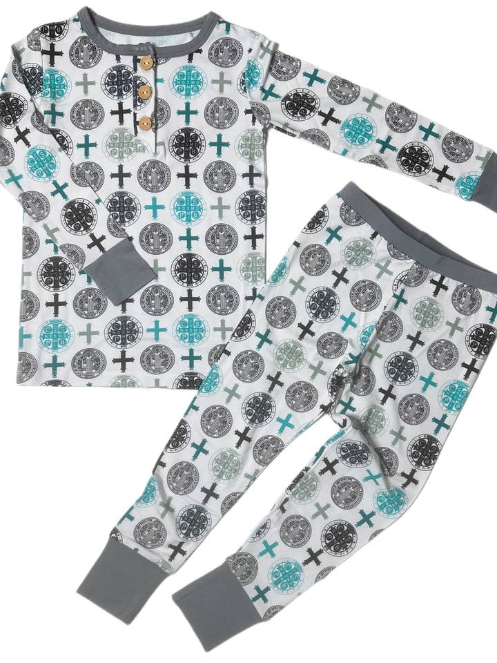 Benedict Medal pajamas set for wholesale by Caelesti Co.