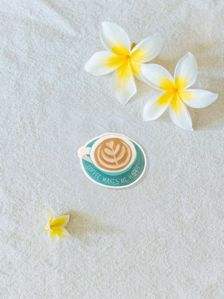 Pegatina Coffee Makes Me Happy para venta al por mayor de Left Right Design