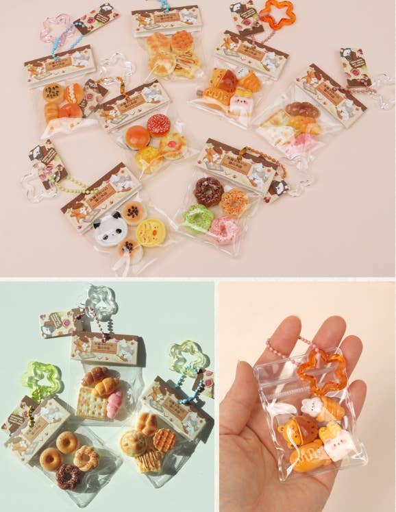 K-Wonderland – wholesale Keychain – Women's – Mini Bread Dessert Clear Pouch Keyring – 24 Random Style 8