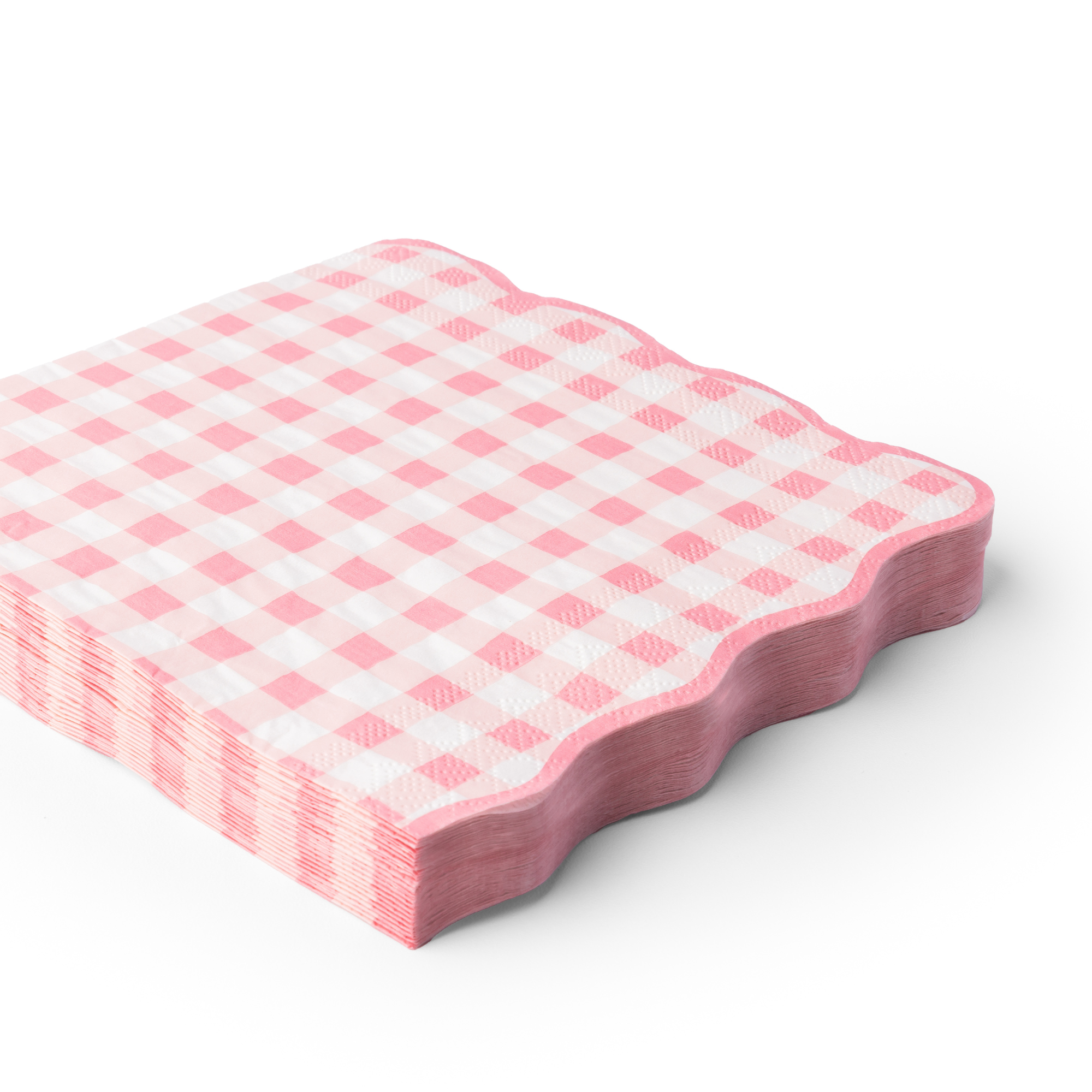 Bonjour Fête – wholesale Disposable napkin – ELEGANT PETAL PINK GINGHAM DINNER NAPKINS1
