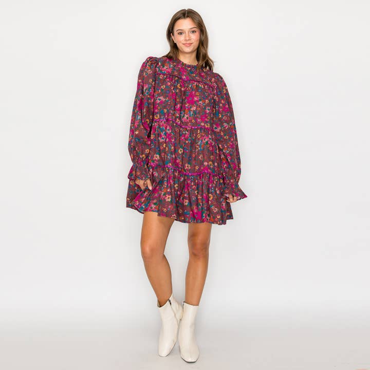 LoveWednesday - Wholesale Dress - Women's - Full Bloom Wild Flower Print Cotton Mini Dress - LWD2637 1