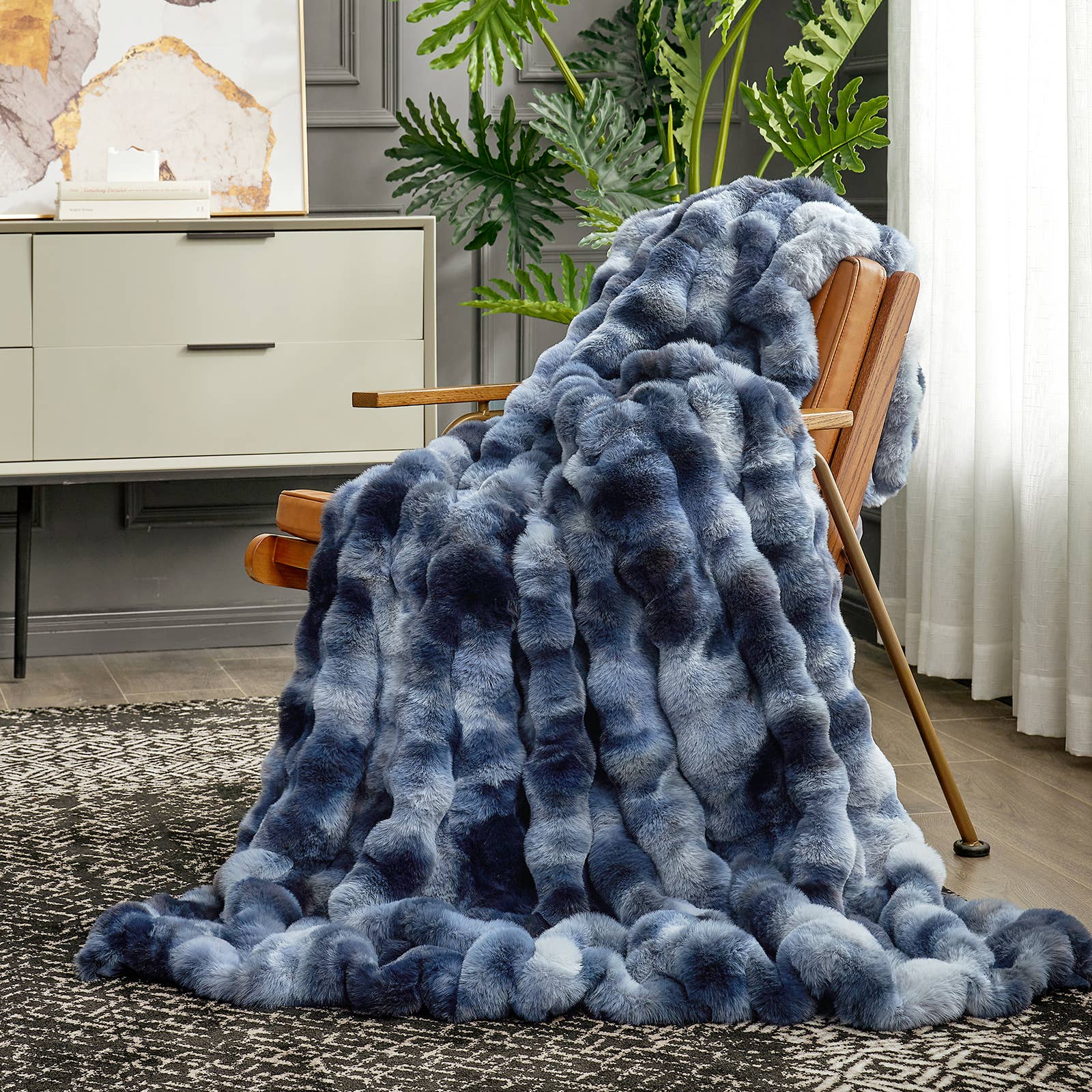DreamValley - Wholesale Throw Blanket - CB Luxurious Faux Fur Bubble Throw Blankets, Tie-dye Color16