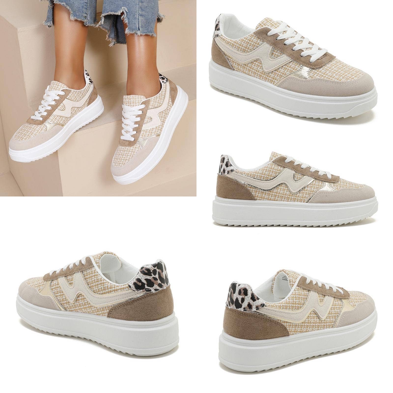 No Doubt Shoes - Vendita all'ingrosso Sneakers di tendenza - Donna - Sneakers donna con suola spessa e dettagli a contrasto con lacci1