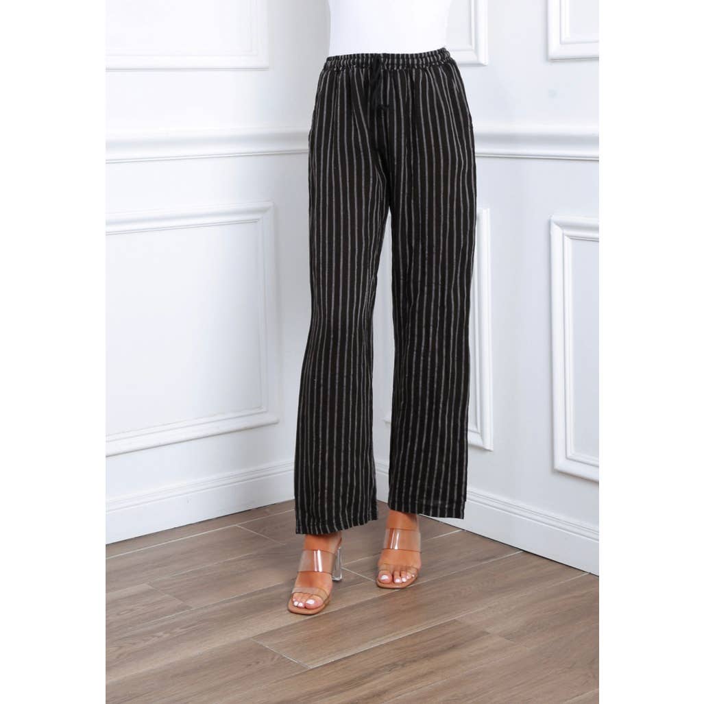 LÉA & LUC – wholesale Pants – Women's – Striped trousers in 100% linen REF.30132/2