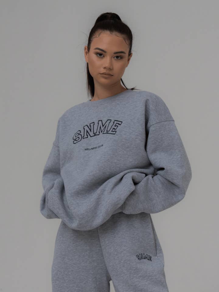 Oversized SNME Retro Sweatshirt - Grey Marl for wholesale by SNME The Label