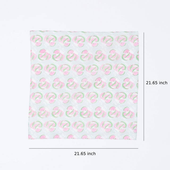 Pink Afternoon walk by the lake Block printed handkerchief for wholesale on Faire4